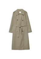 Dökümlü uzun trençkot - Görsel 7