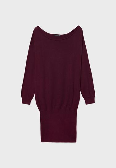 Kısa geniş yaka örgü elbise - Görsel 14