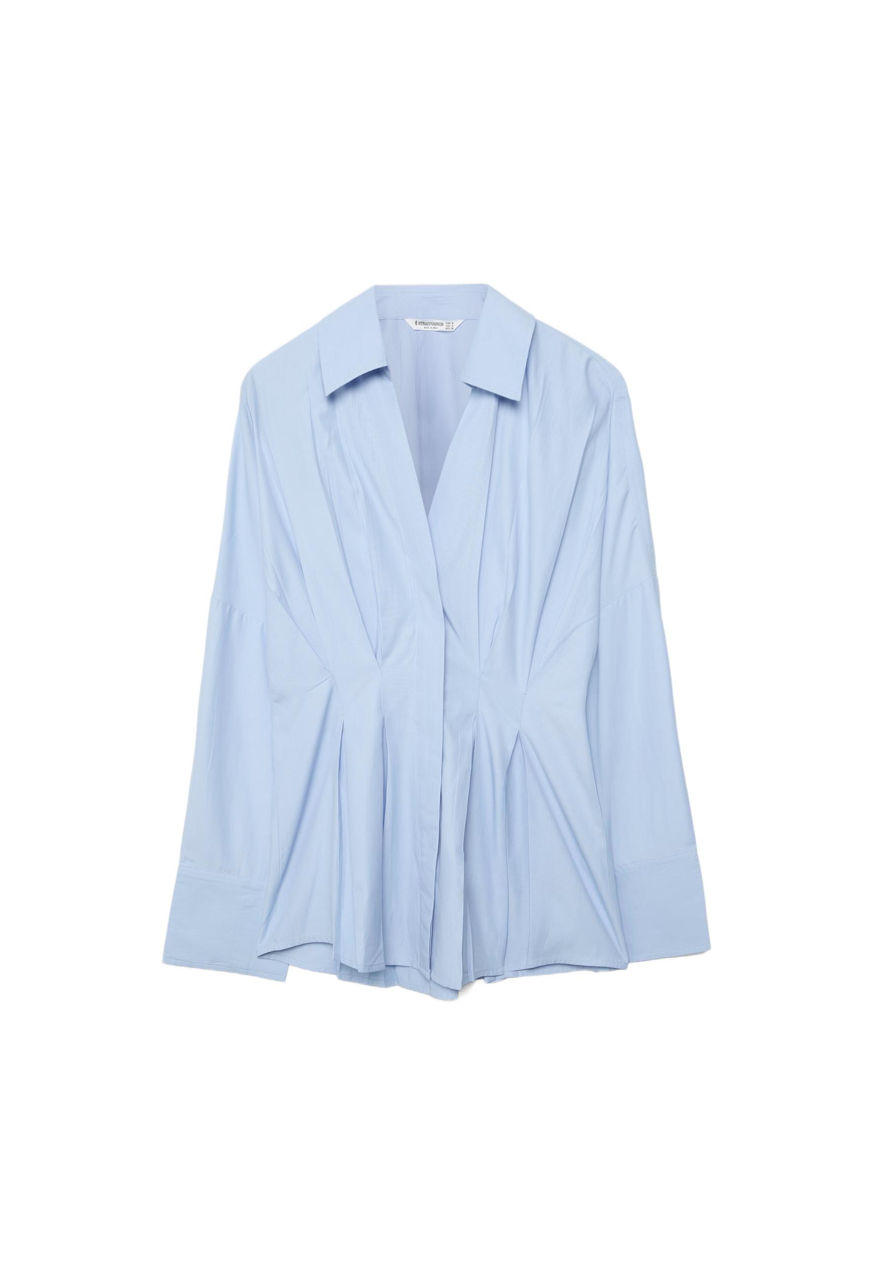 Camicia in popeline con pieghe