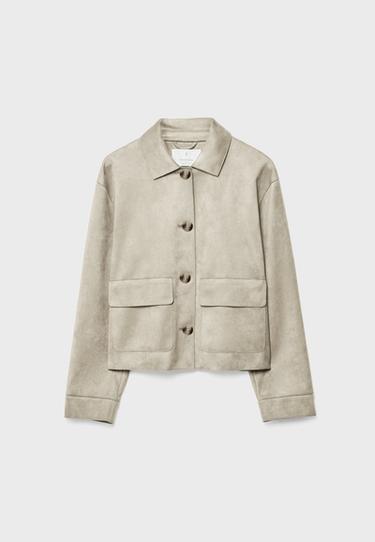 Suni süet cepli ceket - Görsel 13