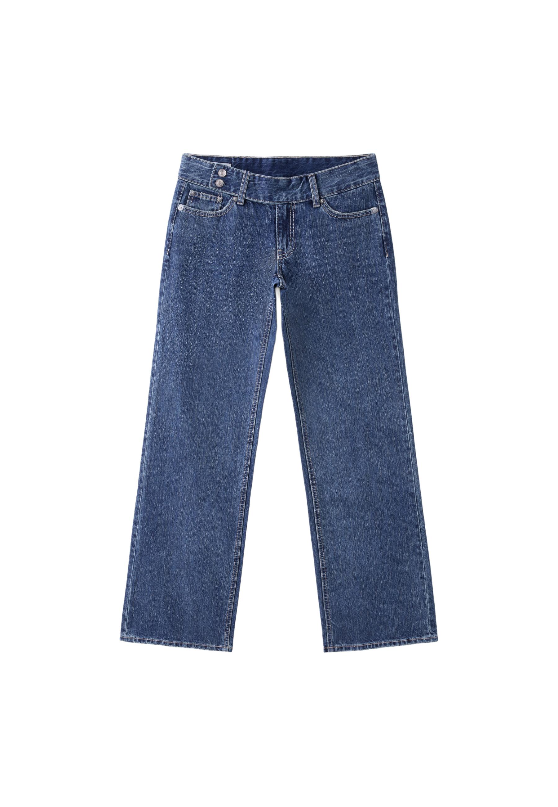 Jeans straight low waist con vita a martello
