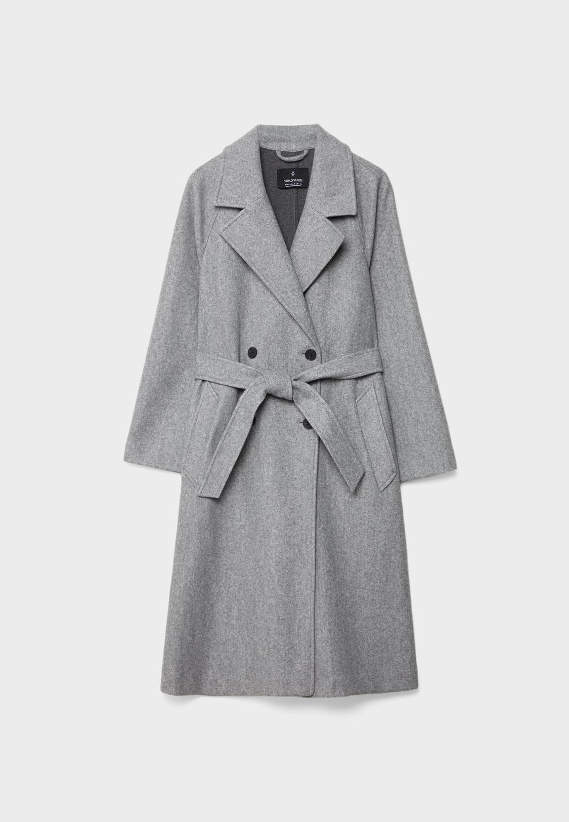Stradivarius Damen Stoffmantel Trenchcoat Grauer Mantel Xs