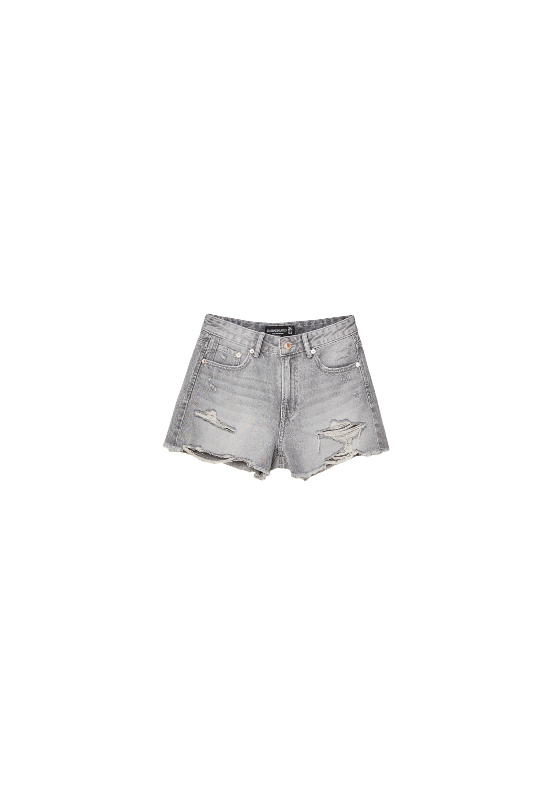 D75 Shorts in denim strappati