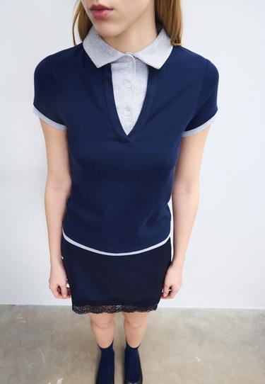 Çift katmanlı kısa kollu polo t-shirt - Görsel 16