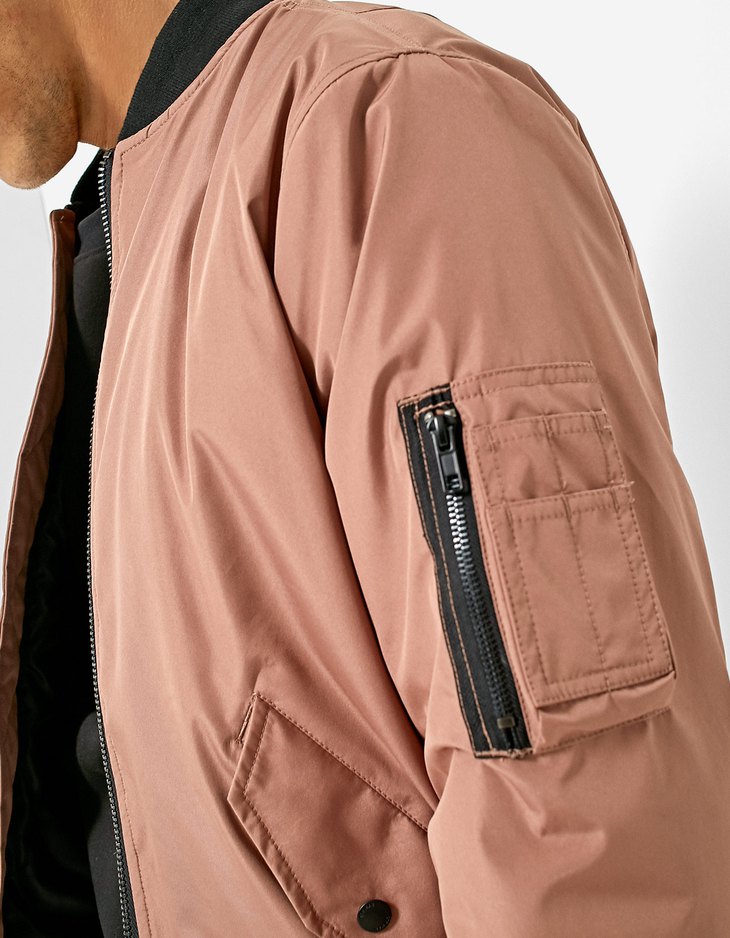 Stradivarius Technical Bomber Jacket In Dusty Rose at £15.99 | love the ...