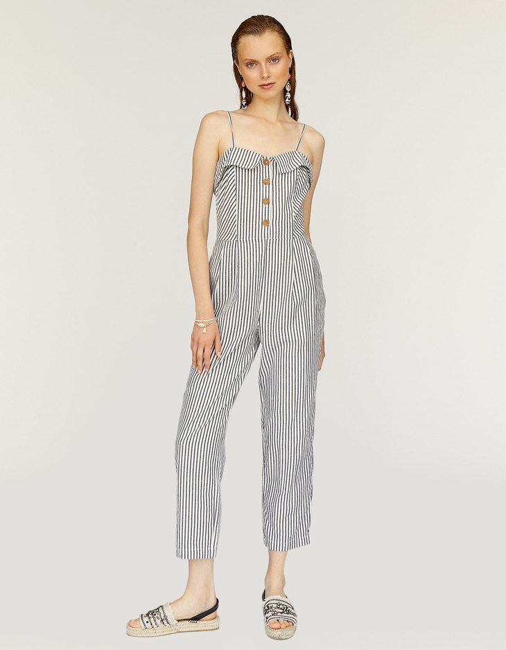 stradivarius striped jumpsuit