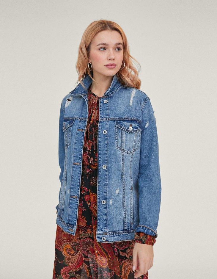 oversized denim jacket stradivarius