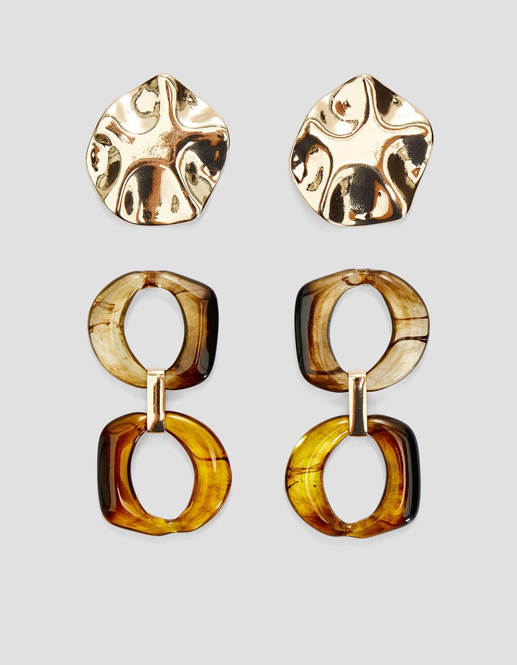 Resin And Metal Earrings Just In Stradivarius Macedonia