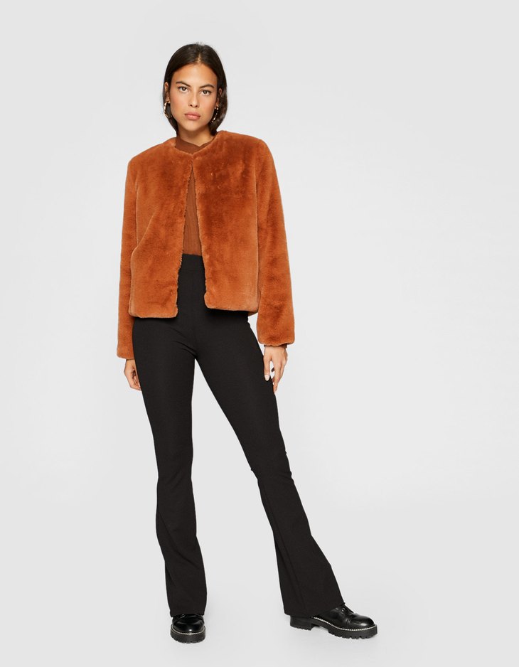 Coats Jackets For Women Autumn Winter 18 Stradivarius Soft Faux Fur Jacket
