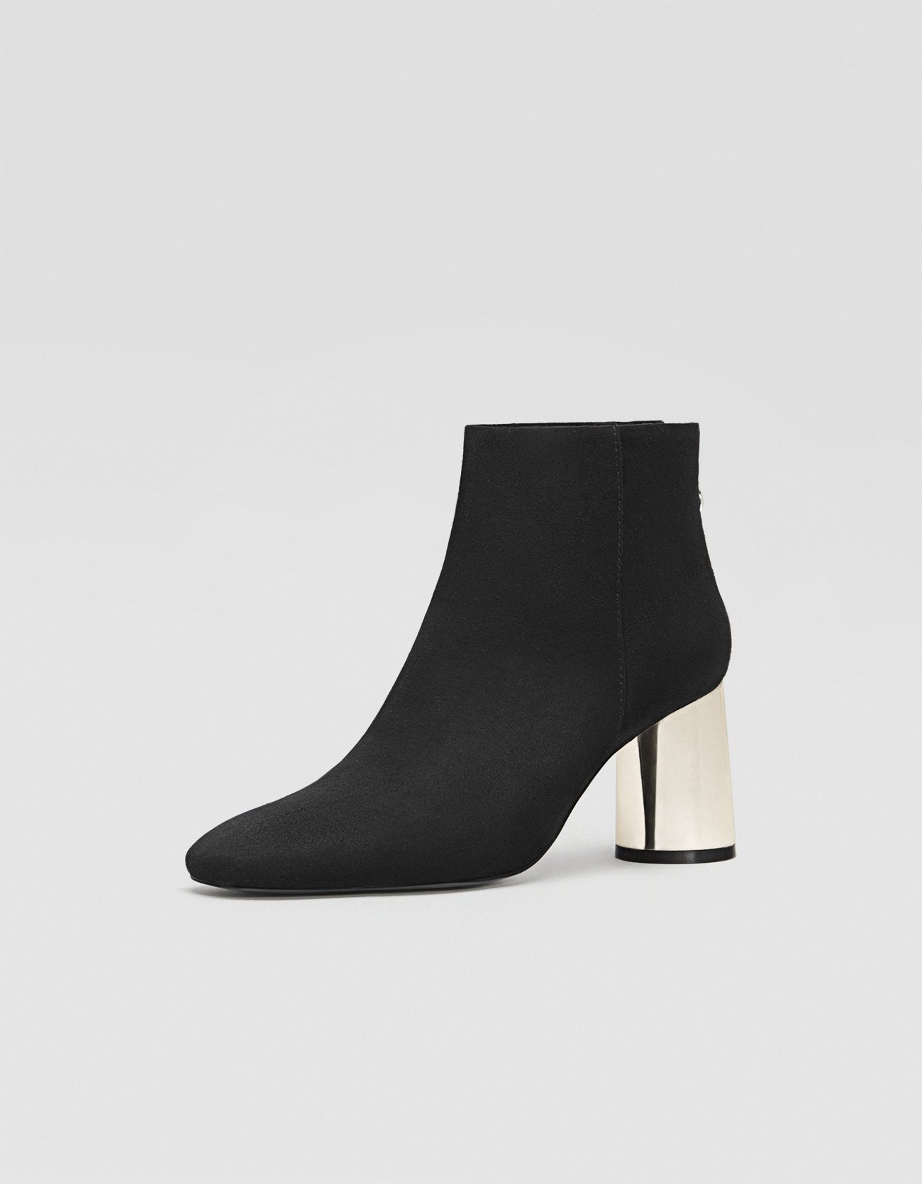 Stradivarius Ankle Boots With Metal Heel Piece In Black at £29.99 ...