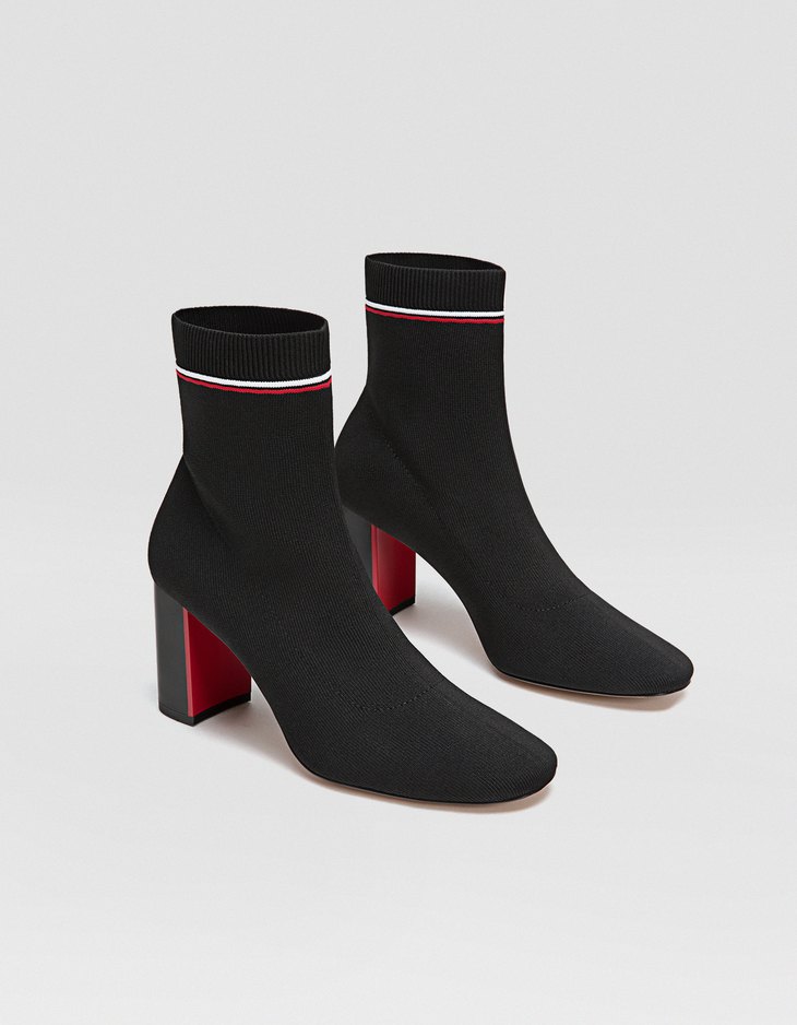 Stradivarius Black Fabric High-heel Ankle Boots In Black at £49.99 ...