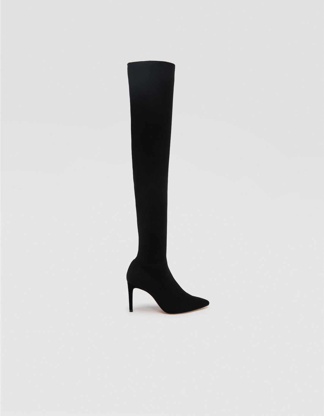 Black high-heel over-the-knee boots in 