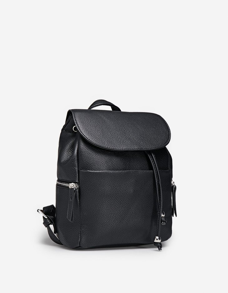 Stradivarius Mini Backpack With Flap In Black at £17.99 | love the brands