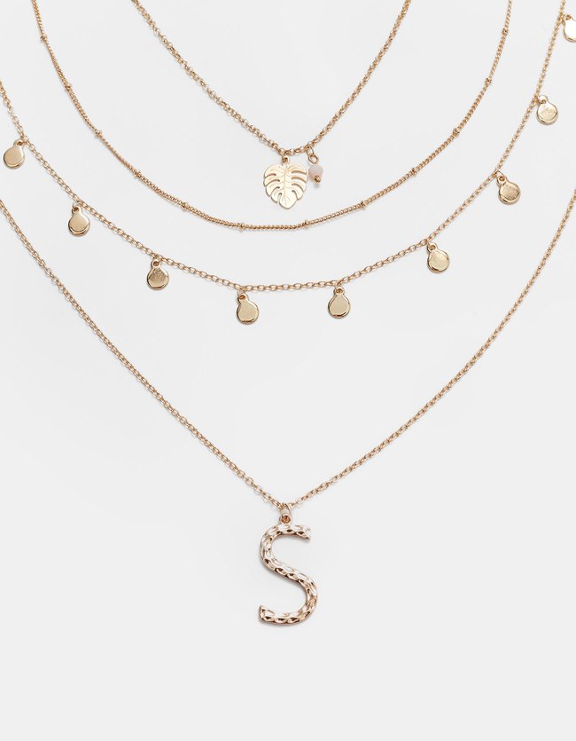 Stradivarius Set Halskettingen Letter S Dames Geel stradivarius kopen in de aanbieding