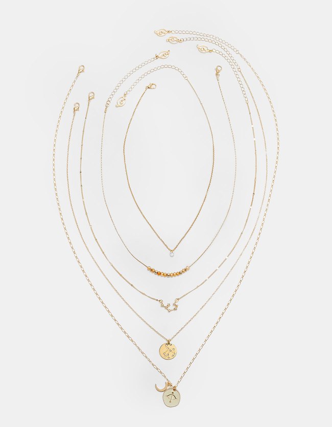 Stradivarius Set Met 5 Halskettingen Boogschutter Dames Geel stradivarius kopen in de aanbieding