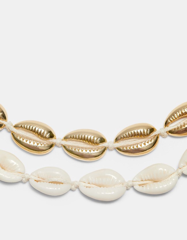 Stradivarius Set Van Twee Schelpenchokers Str Dames Geel stradivarius kopen in de aanbieding