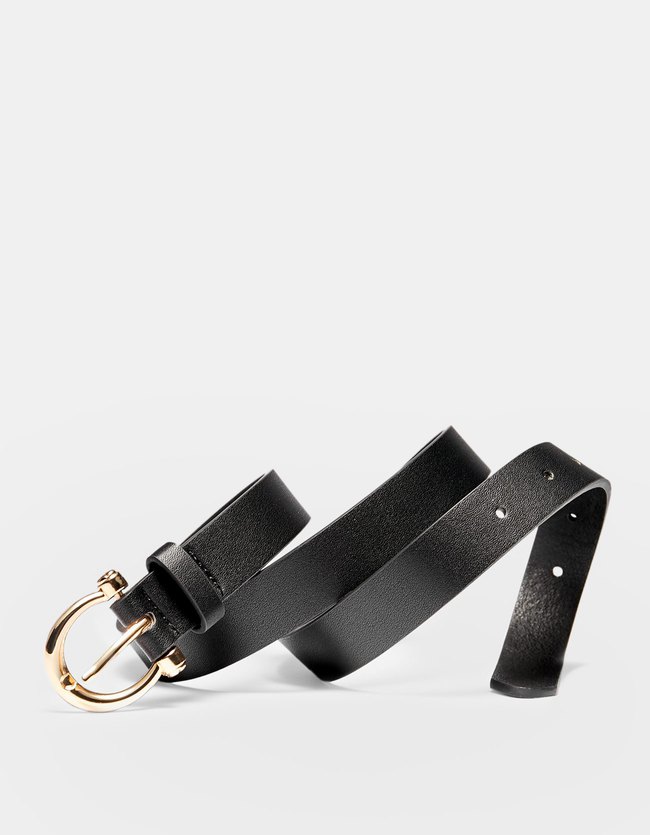 Stradivarius Ceintuur Met Hoefijzervormige Gesp Dames Zwart 70 stradivarius kopen in de aanbieding