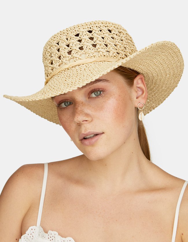 Stradivarius Crochet Hoed Dames Beige stradivarius kopen in de aanbieding