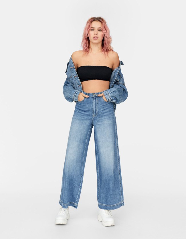 Stradivarius Top Bandeau Fruncido Liso Dames Zwart stradivarius kopen in de aanbieding