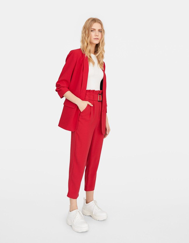 Stradivarius Paperbag Broek Met Riem In Careylook Dames Donkerrood 36 stradivarius kopen in de aanbieding Stradivarius Paperbag Broek Met Riem In Careylook Dames Donkerrood 36 stradivarius kopen in de aanbieding