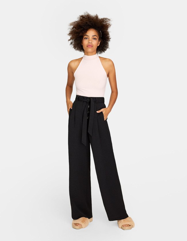 Stradivarius Palazzobroek Met Knopen En Strikband Dames Zwart stradivarius kopen in de aanbieding Stradivarius Palazzobroek Met Knopen En Strikband Dames Zwart stradivarius kopen in de aanbieding
