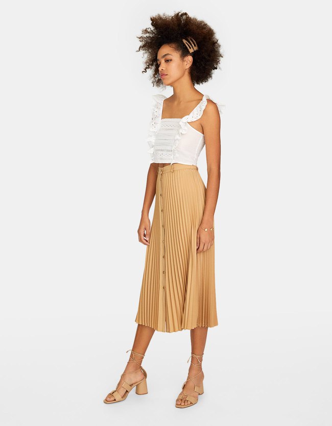 Stradivarius Plisserok Met Knoopsluiting Dames Beige Xs stradivarius kopen in de aanbieding Stradivarius Plisserok Met Knoopsluiting Dames Beige Xs stradivarius kopen in de aanbieding