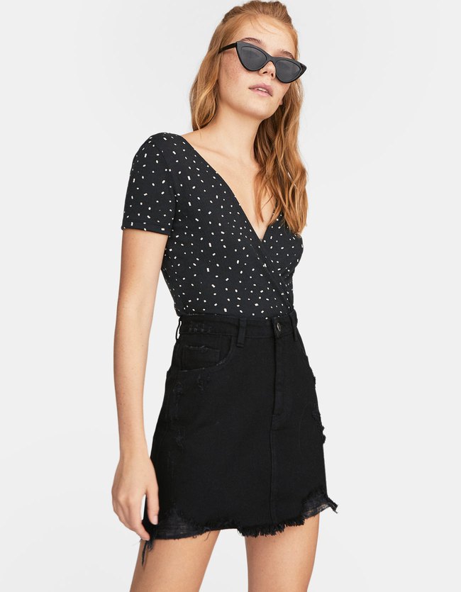 Stradivarius Denim Rok Dames Donkergrijs 36 stradivarius kopen in de aanbieding