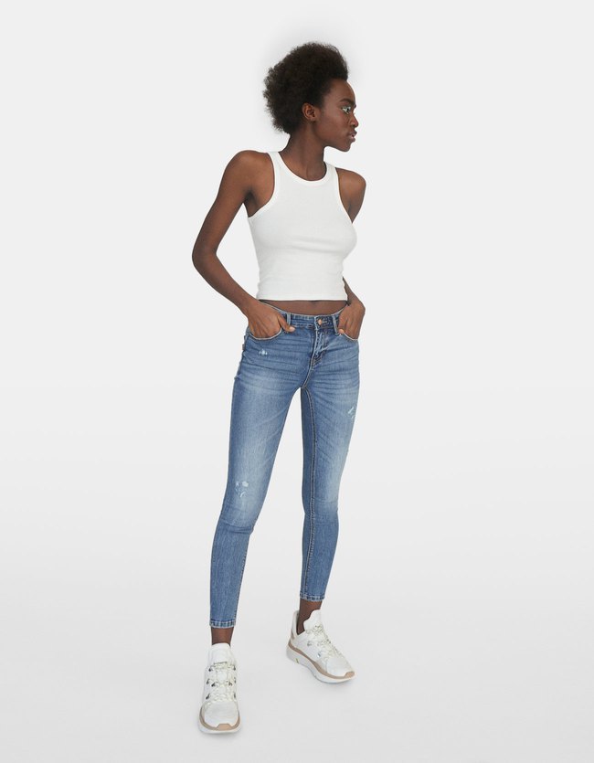 Stradivarius Skinny Jeans Met Lage Taille Dames Lichtjeans 34 stradivarius kopen in de aanbieding