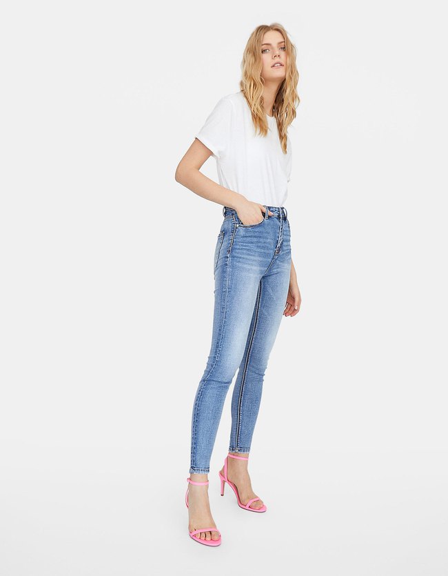 Stradivarius Skinny Jeans Met Superhoge Taille Dames Lichtjeans 34 stradivarius kopen in de aanbieding