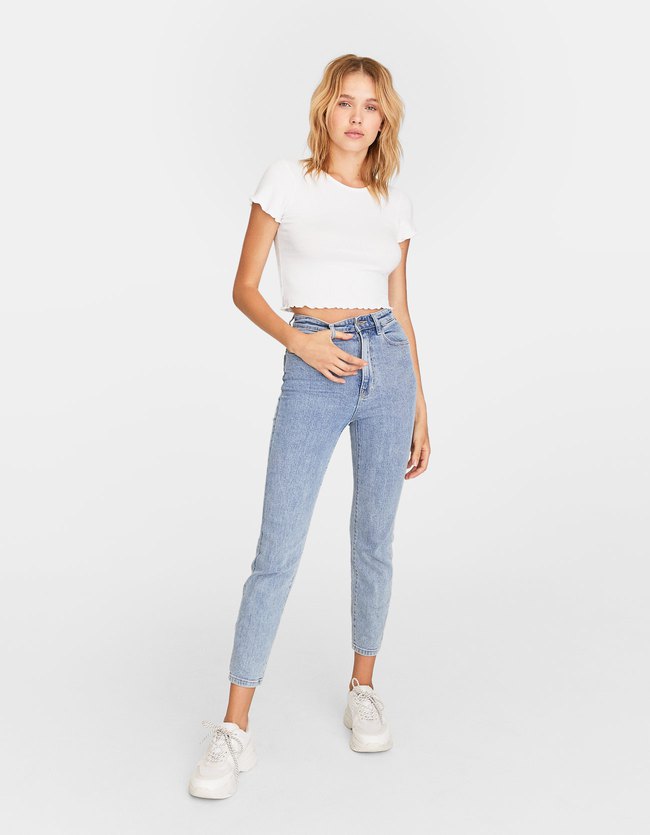 Stradivarius Slim Mom Jeans Dames 36 stradivarius kopen in de aanbieding