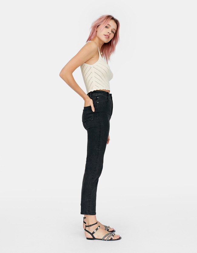 Stradivarius Slim Mom Jeans Dames Verwassen 40 stradivarius kopen in de aanbieding