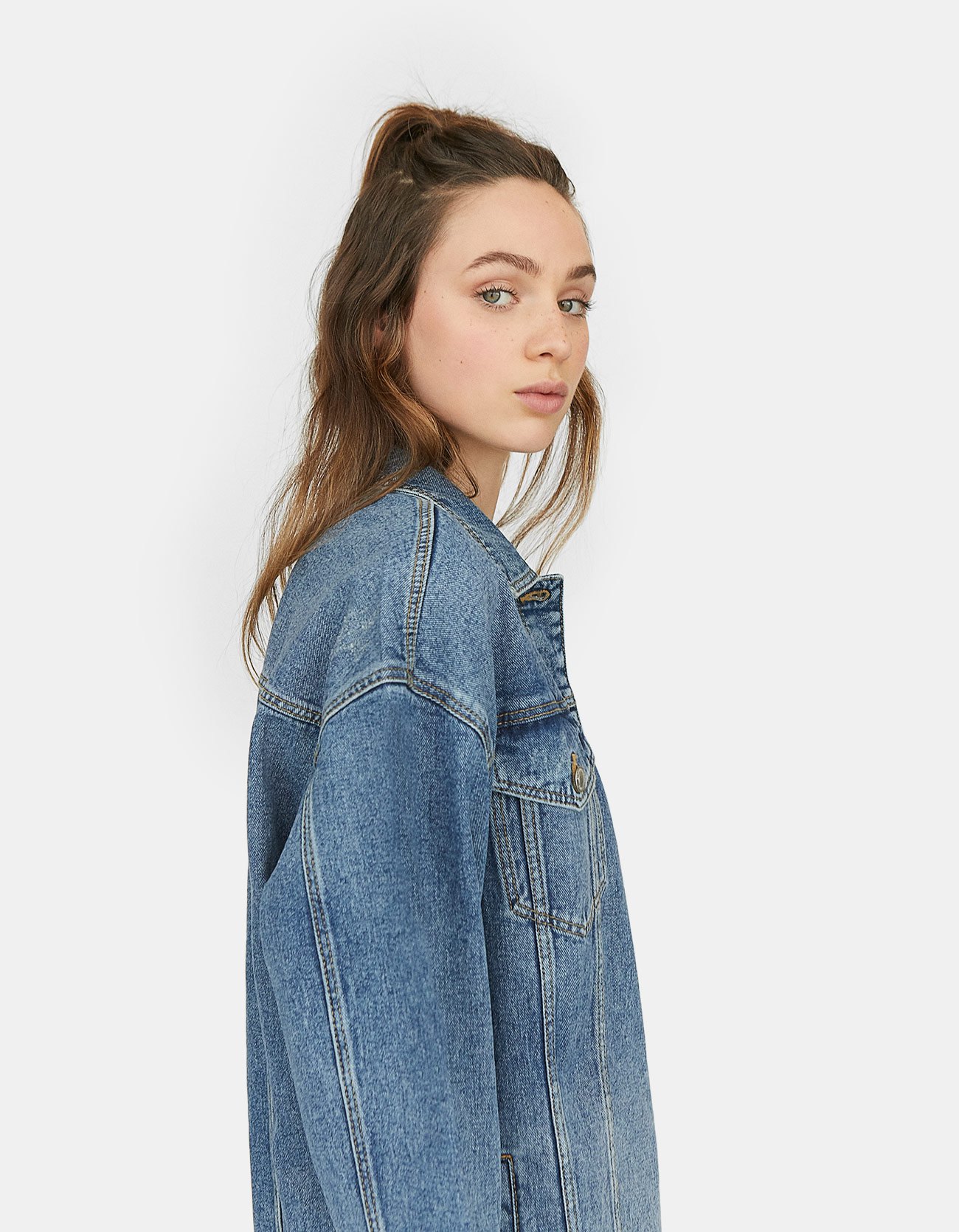stradivarius oversized denim jacket