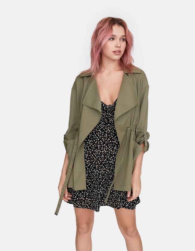 Stradivarius Ruimvallende Korte Trenchcoat Dames Kaki stradivarius kopen in de aanbieding Stradivarius Ruimvallende Korte Trenchcoat Dames Kaki stradivarius kopen in de aanbieding
