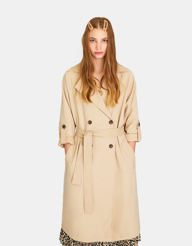 Stradivarius Ruimvallende Lange Trenchcoat Dames Steen stradivarius kopen in de aanbieding Stradivarius Ruimvallende Lange Trenchcoat Dames Steen stradivarius kopen in de aanbieding