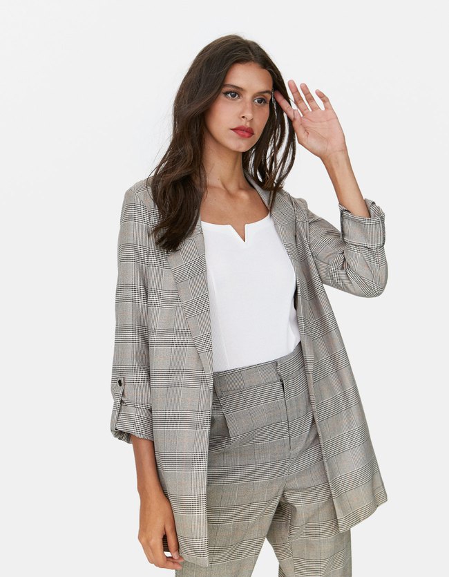 Stradivarius Fluid Blazer Dames Vanille stradivarius kopen in de aanbieding