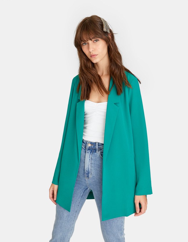 Stradivarius Ruimvallende Effen Blazer Dames Groen stradivarius kopen in de aanbieding Stradivarius Ruimvallende Effen Blazer Dames Groen stradivarius kopen in de aanbieding