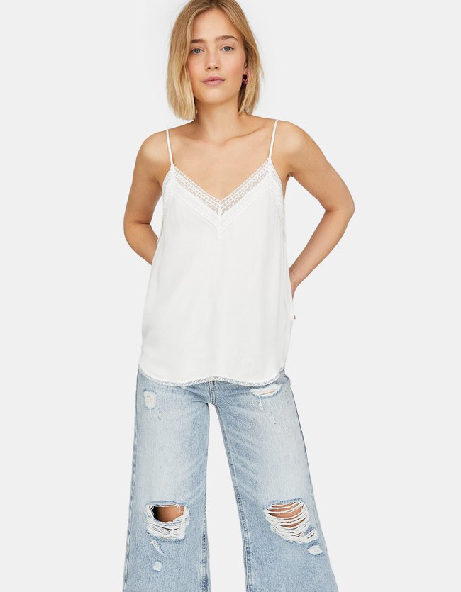 Stradivarius Top Met Lingerielook Dames Ecru Xs stradivarius kopen in de aanbieding Stradivarius Top Met Lingerielook Dames Ecru Xs stradivarius kopen in de aanbieding