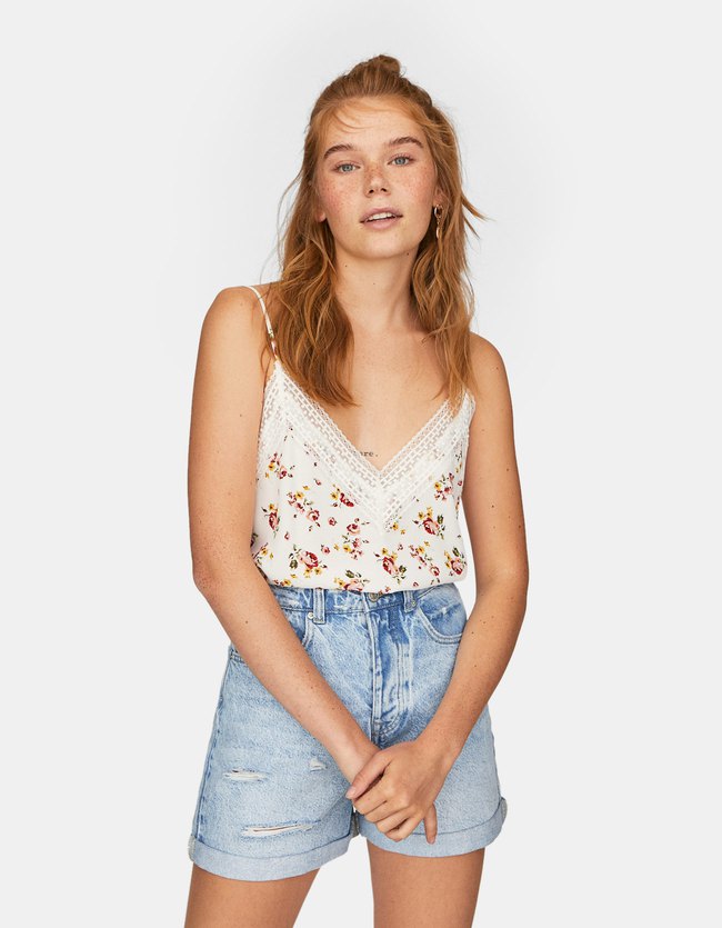 Stradivarius Gebloemde Lingerietop Dames Ecru Xs stradivarius kopen in de aanbieding Stradivarius Gebloemde Lingerietop Dames Ecru Xs stradivarius kopen in de aanbieding