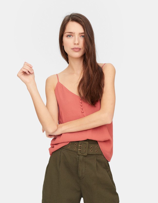 Stradivarius Lingerietop Met Stoffen Knoopjes Dames Terracotta Xl stradivarius kopen in de aanbieding