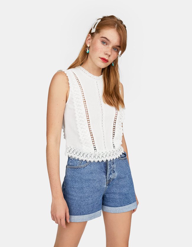 Stradivarius Romantisch Bloesje Met Crochet Dames Ecru stradivarius kopen in de aanbieding Stradivarius Romantisch Bloesje Met Crochet Dames Ecru stradivarius kopen in de aanbieding