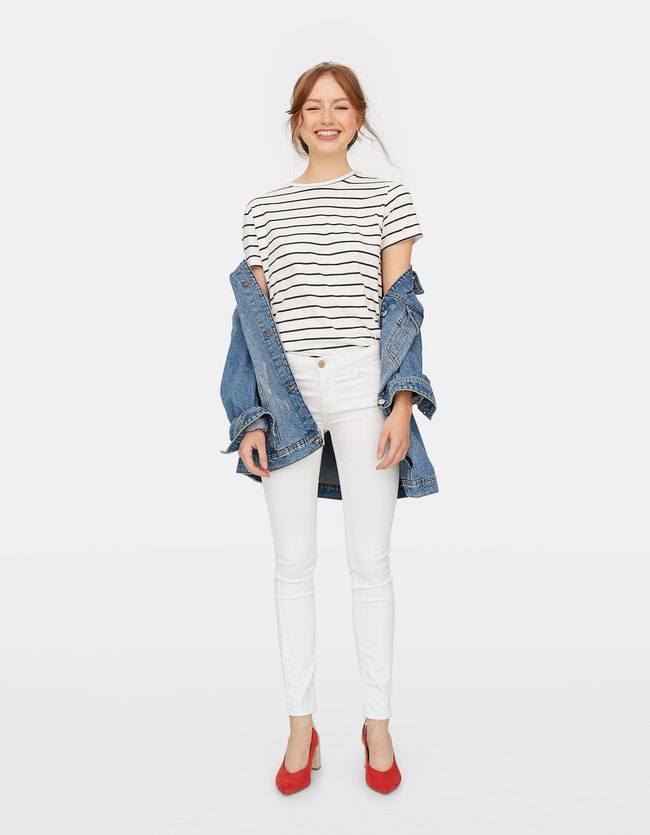 Stradivarius Push Up Stretchbroek Dames Wit 44 stradivarius kopen in de aanbieding