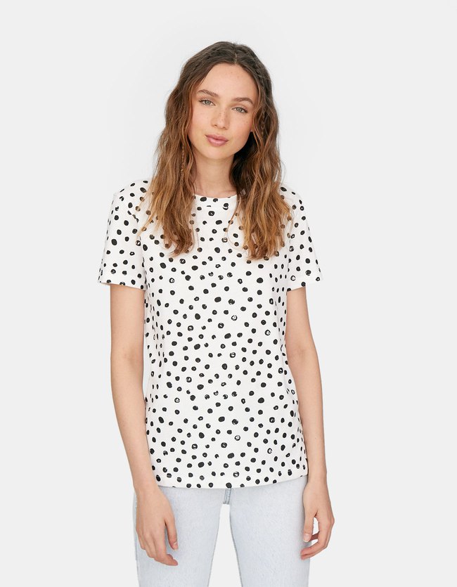 Stradivarius T Shirt Met Korte Mouw En Stippen Dames Wit stradivarius kopen in de aanbieding Stradivarius T Shirt Met Korte Mouw En Stippen Dames Wit stradivarius kopen in de aanbieding