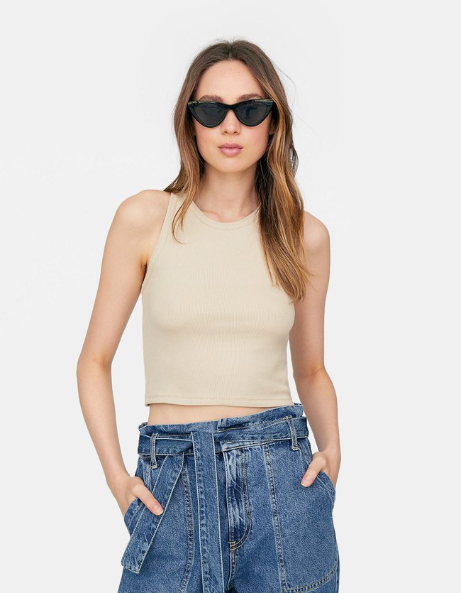 Stradivarius Mouwloze Rib Croptop Dames Steen stradivarius kopen in de aanbieding Stradivarius Mouwloze Rib Croptop Dames Steen stradivarius kopen in de aanbieding