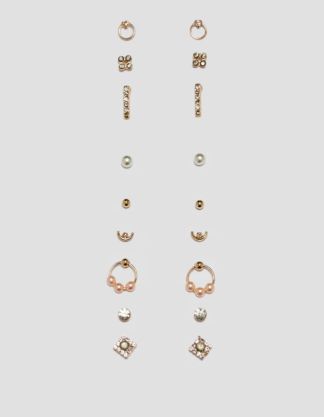 Stradivarius Romantische Oorbellen 9 Pack Dames Geel stradivarius kopen in de aanbieding