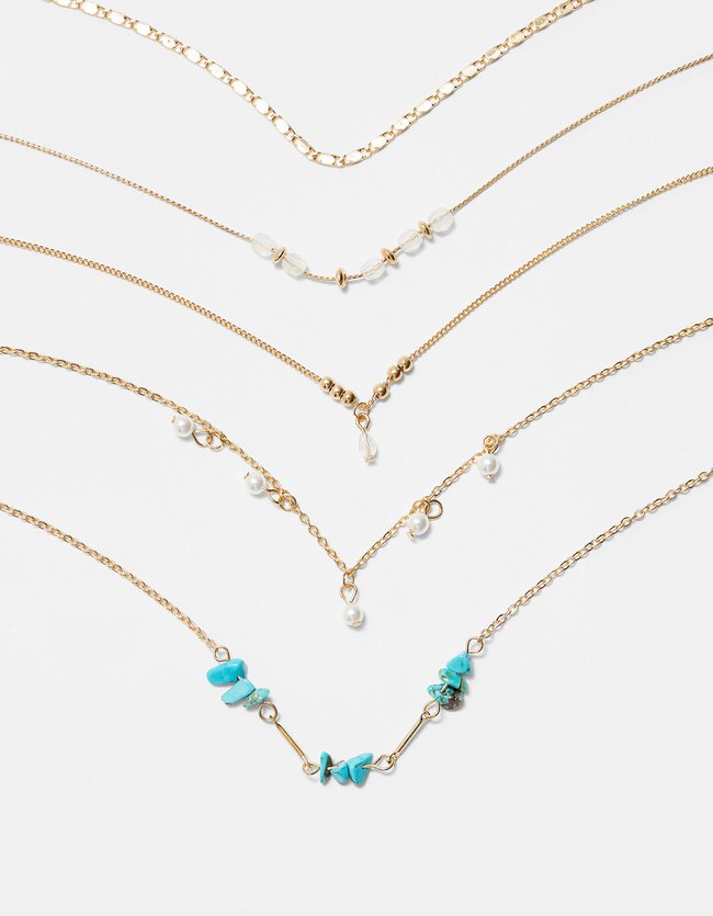 Stradivarius Enkelbandjes Met Steentjes 5 Pack Dames Geel stradivarius kopen in de aanbieding