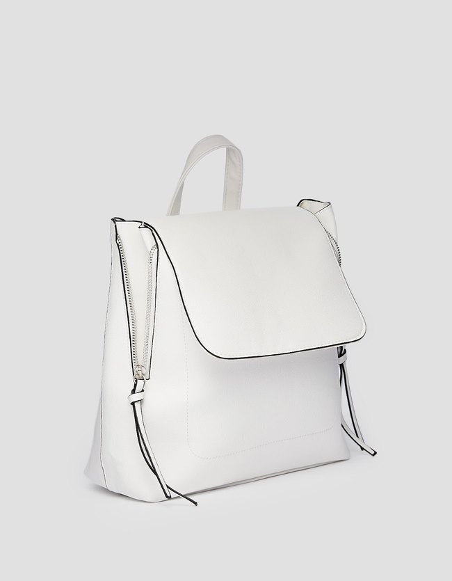 Stradivarius Rugzak Met Ritsen Dames Wit stradivarius kopen in de aanbieding