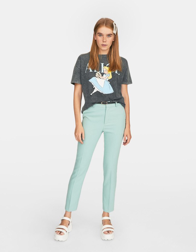 Stradivarius Kostuumpantalon Met Ceintuur Dames Pastelgroen 44 stradivarius kopen in de aanbieding