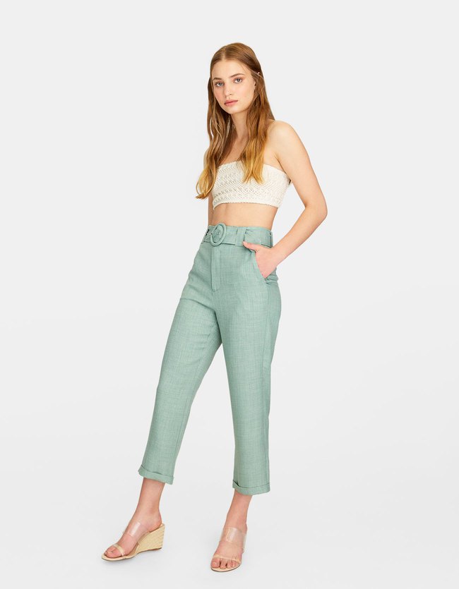 Stradivarius Rustieke Rechte Broek Dames Pastelgroen 34 stradivarius kopen in de aanbieding Stradivarius Rustieke Rechte Broek Dames Pastelgroen 34 stradivarius kopen in de aanbieding