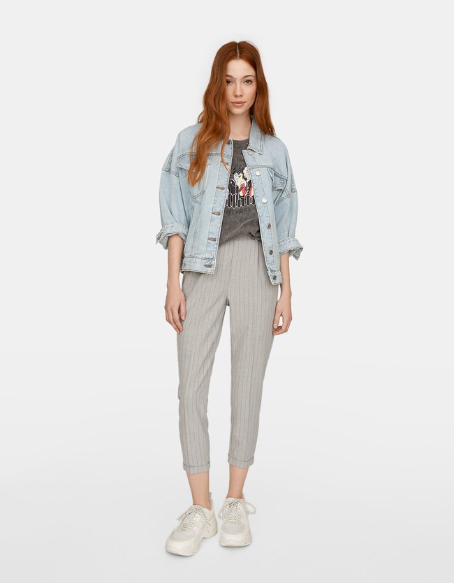 Stradivarius Slim Fit Tailoring Broek Met Stripes Motief Dames Grijs Melange Xs stradivarius kopen in de aanbieding Stradivarius Slim Fit Tailoring Broek Met Stripes Motief Dames Grijs Melange Xs stradivarius kopen in de aanbieding