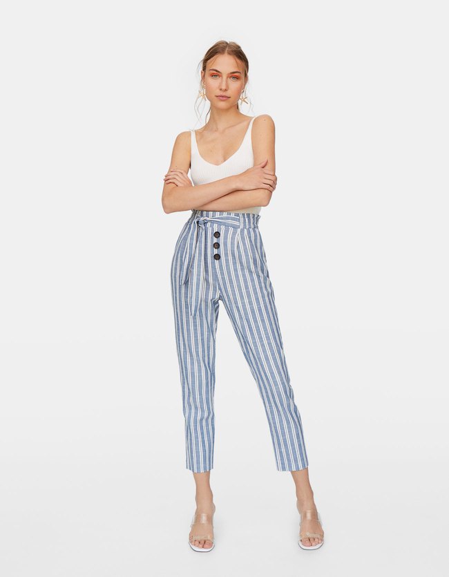 Stradivarius Baggy Broek Dames Marineblauw stradivarius kopen in de aanbieding